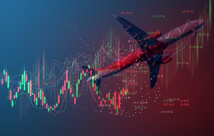 Airline stocks surge as global oil prices plunge below one hundred five dollars a barrel